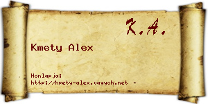 Kmety Alex névjegykártya